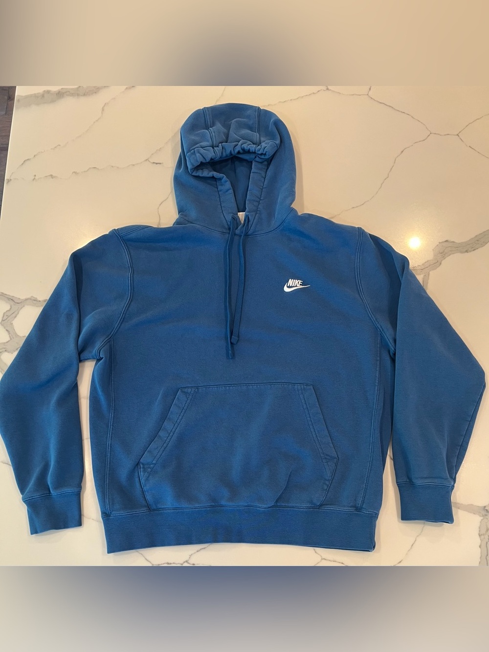 Nike Royal Blue Men's Hooded Sweatshirt with Small White Logo